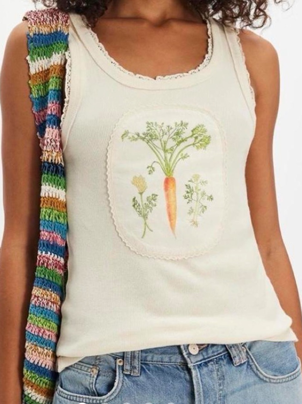 NWT We The Free Cream Lace Edge Tank